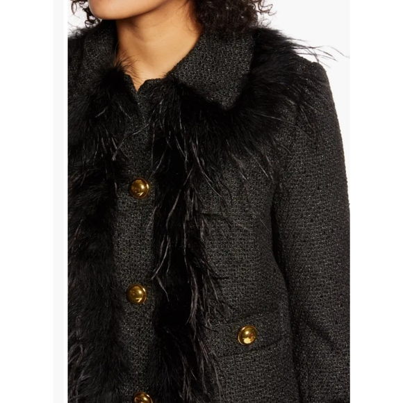 Halogen x Atlantic-Pacific Feather Trim Tweed Blazer (2X) - Picture 5 of 12